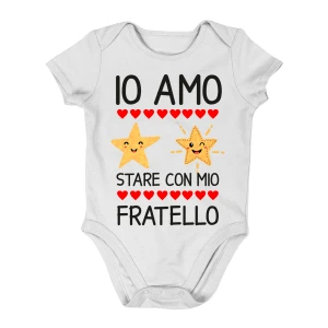 Body neonato divertente Fratello Io amo stare con mio fratello - body fratello