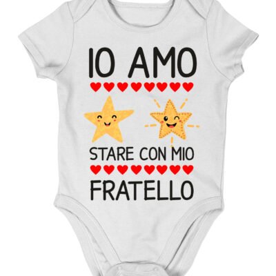 Body neonato divertente Fratello Io amo stare con mio fratello - body fratello