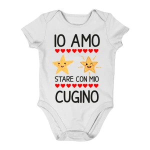 Body neonato divertente Cugino Io amo stare con mio cugino - body cugino