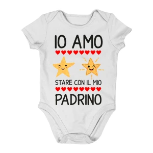 Body neonato divertente Padrino Io amo stare con il mio padrino - body padrino