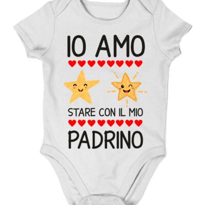 Body neonato divertente Padrino Io amo stare con il mio padrino - body padrino