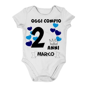 Body da neonato personalizzato Compleanno Maschietto - oggi compio 2 anni - idea regalo