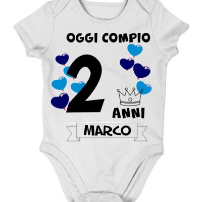 Body da neonato personalizzato Compleanno Maschietto - oggi compio 2 anni - idea regalo