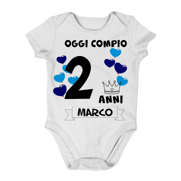 Body da neonato personalizzato Compleanno Maschietto - oggi compio 2 anni - idea regalo