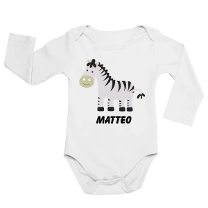 Body neonato manica lunga Personalizzato Zebra - mamma e papà con il nome personalizzato - idea regalo