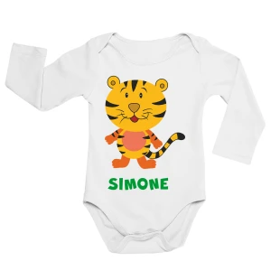 Body neonato manica lunga Personalizzato Tigrotto di mamma e papà con il nome personalizzato - idea regalo