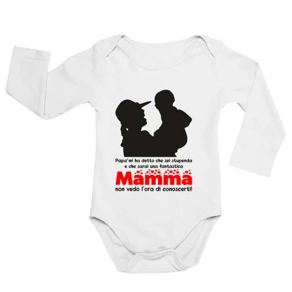 Body neonato manica lunga Regalo Festa della Mamma Body Mamma Neonato Divertenti Mamma Papà mi ha detto che sarai una fantastica mamma