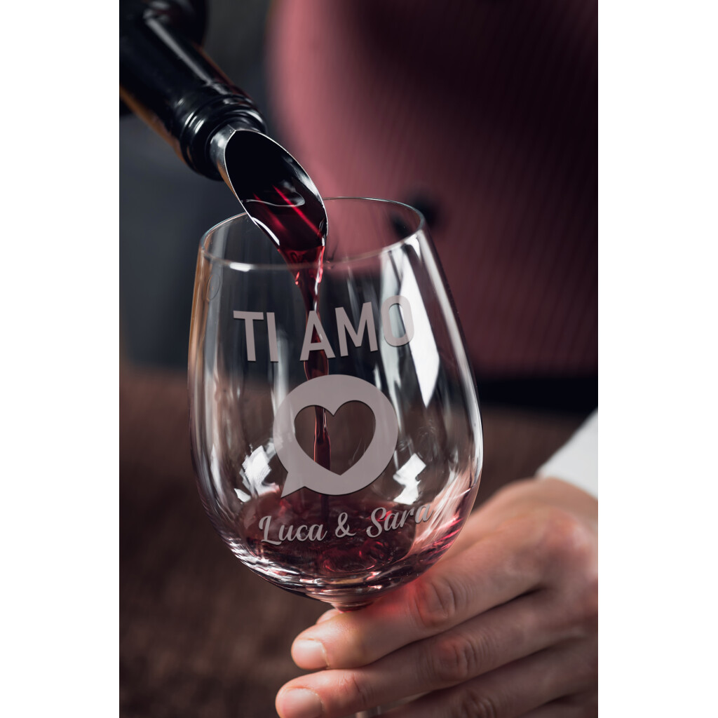 Colorfamily Coppia Calici Personalizzati Set da 2 calici vino personalizzati  con nome Innamorati - bicchiere in vetro 500 ml : : Casa e cucina