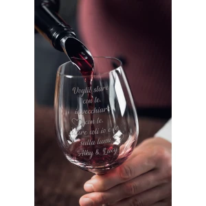 Calice da Vino Incisione SanValentino Regalo Fidanzati Innamorati Voglio stare con te - PERSONALIZZA CON NOME - Calice in Vetro 500 ml