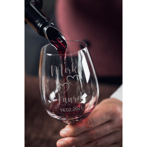 Coppia Calici Personalizzati Set da 2 calici vino personalizzati con nome  Re Regina - bicchiere in vetro 500 ml - ColorFamily
