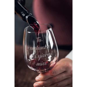 Calice da Vino Incisione SanValentino Regalo Fidanzati Innamorati Tu, Sostanza dei giorni miei - Calice in Vetro 500 ml