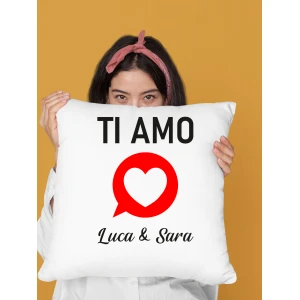 Cuscino SanValentino Regalo Fidanzati Innamorati Ti amo - notifica - PERSONALIZZA CON NOME