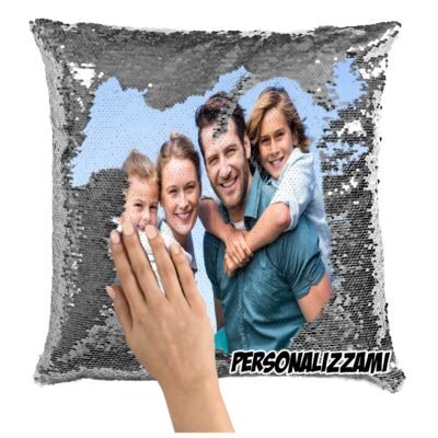 Cuscino Personalizzato con foto - Personalizza il tuo cuscino pailettes  - idea regalo