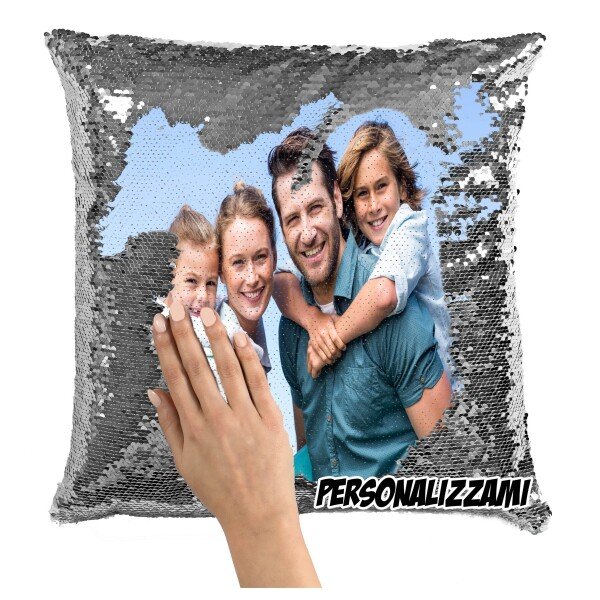Cuscino Personalizzato con foto - Personalizza il tuo cuscino pailettes  - idea regalo