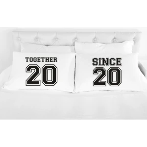 Coppia di federe matrimoniali divertenti PERSONALIZZABILI Togheter Since SanValentino Anniversario Matrimonio Innamorati simpatiche