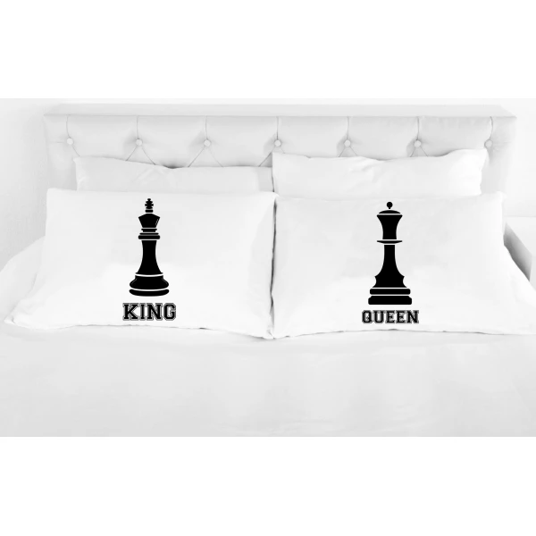 Coppia di federe matrimoniali divertenti King Queen chess SanValentino Anniversario Matrimonio Innamorati simpatiche