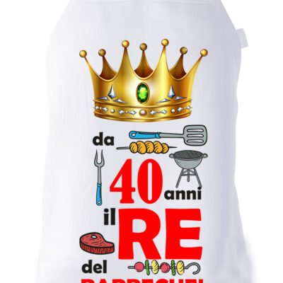 Grembiule Compleanno 40 anni divertente cucina barbecue Da 40 anni Il Re del Barbecue
