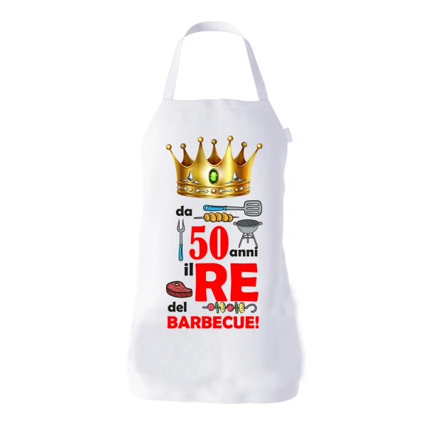 Grembiule Compleanno 50 anni divertente cucina barbecue Da 50 anni Il Re del Barbecue