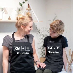 Coppia Grembiuli cucina PERSONALIZZABILI divertenti Mamma Figlio Festa della Mamma Ctrl + C Ctrl + V Idea Regalo Mamma
