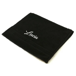 Asciugamano con Ricamo Nero Personalizzato Ricamato Semplice - LAVETTA - 30x30 o 50x90