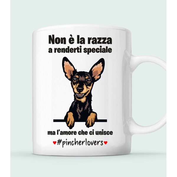 Tazza Pincher Non è la razza che conta ma l'amore che ci unisce tazza mug divertenti - immagine 3