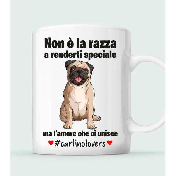 Tazza Carlino Non è la razza che conta ma l'amore che ci unisce tazza mug divertenti - immagine 3