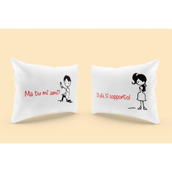 Coppia federe divertenti matrimoniali Ma tu mi ami? Ti sopporto Regalo Natale Compleanno SanValentino - immagine 2
