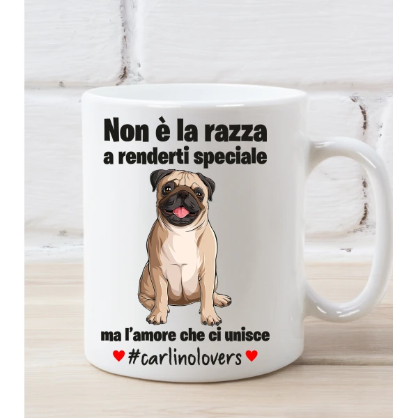 Tazza Carlino Non è la razza che conta ma l'amore che ci unisce tazza mug divertenti - immagine 4