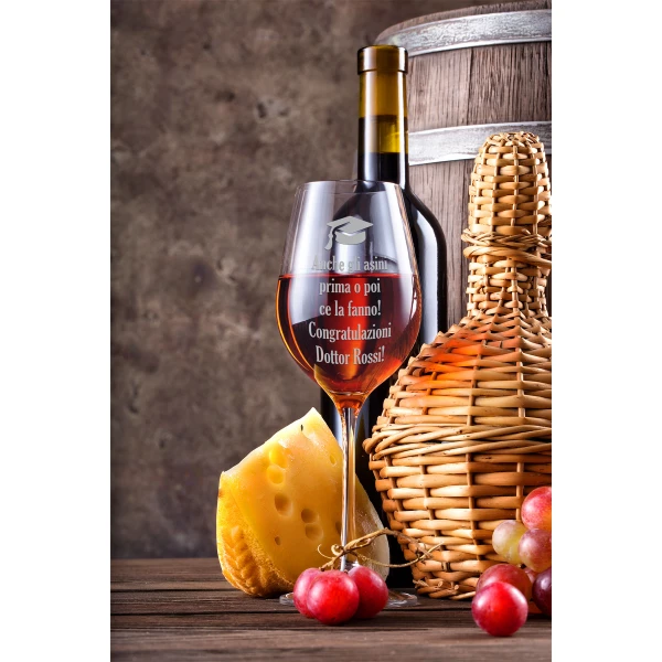 Calice da vino Laurea Regalo Laurea PERSONALIZZABILE CON NOME Anche gli asini prima o poi ce la fanno! - immagine 3
