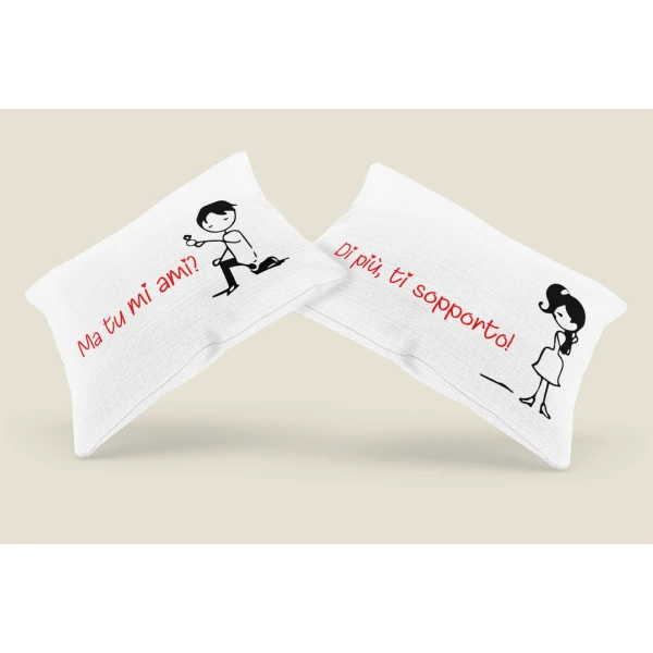 Coppia federe divertenti matrimoniali Ma tu mi ami? Ti sopporto Regalo Natale Compleanno SanValentino - immagine 3