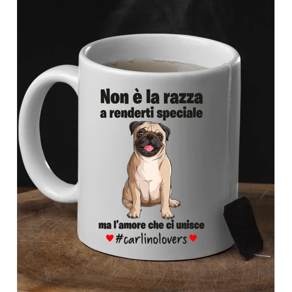 Tazza Carlino Non è la razza che conta ma l'amore che ci unisce tazza mug divertenti - immagine 5