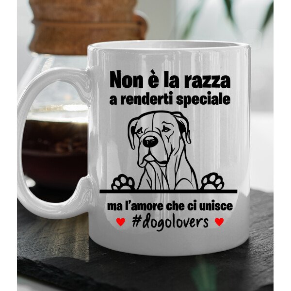 Tazza Doberman Non è la razza che conta ma l'amore che ci unisce tazza mug divertenti - immagine 2