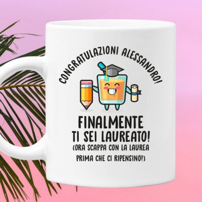 Tazza Laurea Uomo PERSONALIZZABILE CON NOME Finalmente ti sei laureato tazza mug laureato divertente Regalo Laurea