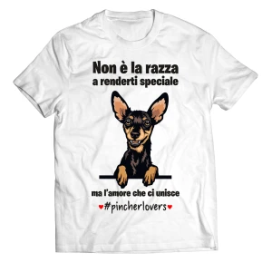 Maglietta Pincher Uomo Non è la razza che conta ma l'amore che ci unisce T-Shirt Uomo divertenti