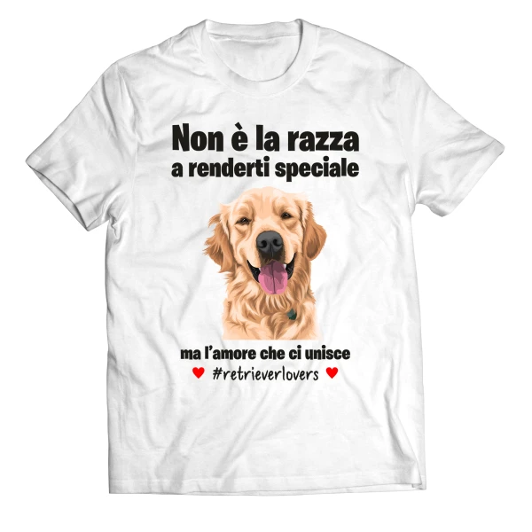 Maglietta Golden Retriever Uomo Non è la razza che conta ma l'amore che ci unisce T-Shirt Uomo divertenti
