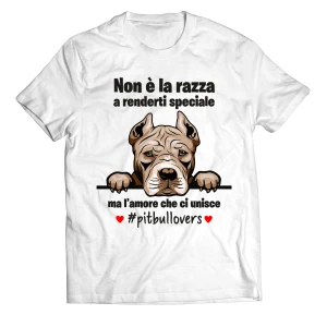 Maglietta Pitbull Uomo Non è la razza che conta ma l'amore che ci unisce T-Shirt Uomo divertenti