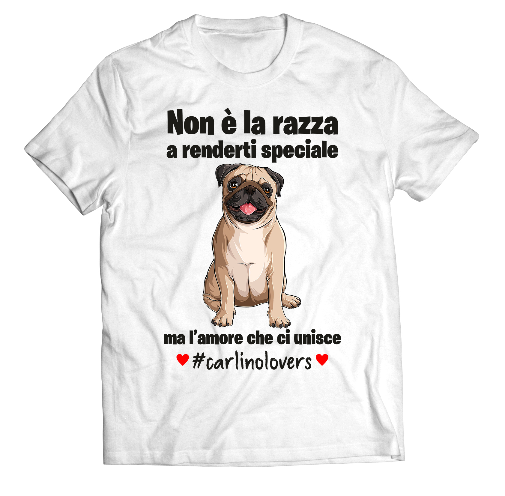 Maglietta Carlino Uomo Non è la razza che conta ma l'amore che ci unisce T-Shirt  Uomo divertenti - ColorFamily