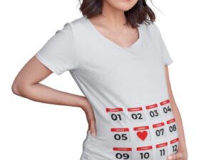 T-shirt premaman personalizzabile con calendario della nascita
