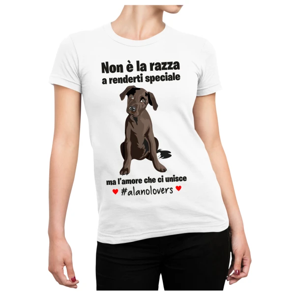 Maglietta Alano Donna Non è la razza che conta ma l'amore che ci unisce T-Shirt Donna divertenti
