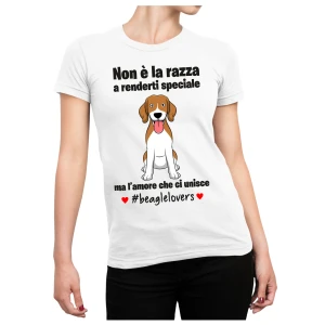 Maglietta Beagle Donna Non è la razza che conta ma l'amore che ci unisce T-Shirt Donna divertenti