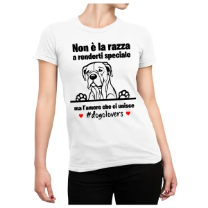 Maglietta Dogo Argentino Donna Non è la razza che conta ma l'amore che ci unisce T-Shirt Donna divertenti