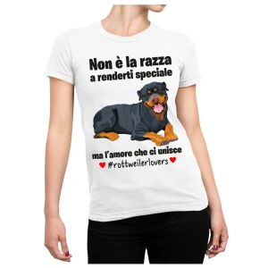 Maglietta Rottweiler Donna Non è la razza che conta ma l'amore che ci unisce T-Shirt Donna divertenti