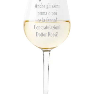 Calice da vino Laurea Regalo Laurea PERSONALIZZABILE CON NOME Anche gli asini prima o poi ce la fanno!
