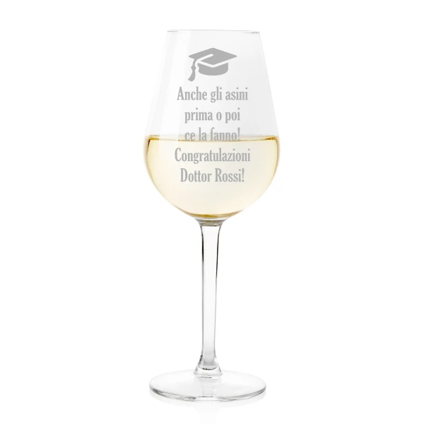 Calice da vino Laurea Regalo Laurea PERSONALIZZABILE CON NOME Anche gli asini prima o poi ce la fanno!