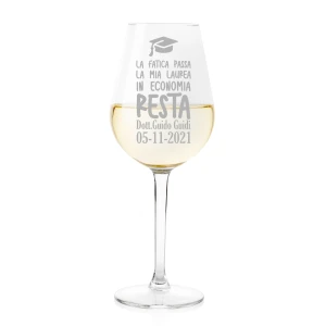 Calice da vino Laurea Regalo Laurea PERSONALIZZA Nome, data e facoltà La fatica passa, la mia laurea resta