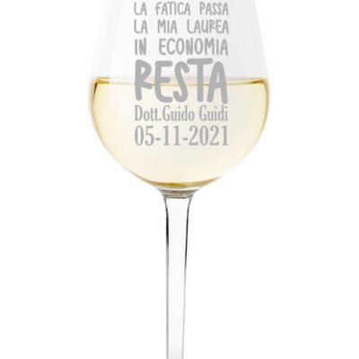 Calice da vino Laurea Regalo Laurea PERSONALIZZA Nome, data e facoltà La fatica passa, la mia laurea resta
