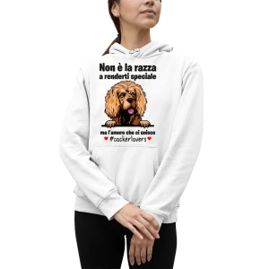 Felpa Cocker Donna Non è la razza che conta ma l'amore che ci unisce felpa con cappuccio Donna divertenti