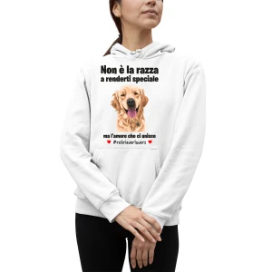 Felpa Golden Retriever Donna Non è la razza che conta ma l'amore che ci unisce felpa con cappuccio Donna divertenti