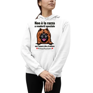 Felpa Chow Chow Donna Non è la razza che conta ma l'amore che ci unisce felpa con cappuccio Donna divertenti
