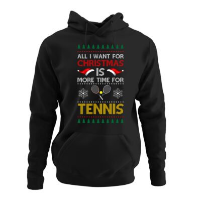 Felpa Natale Uomo Natalizia Tennis All i Want for Christmas - Tema Natalizio - Regalo di Natale - felpa con cappuccio Divertente - Idea Regalo Natale